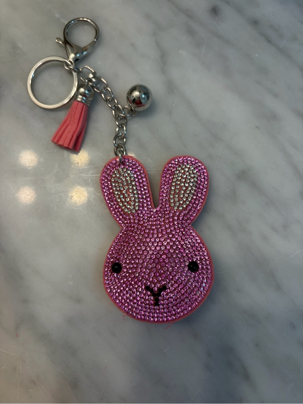 NWOT Pink Rhinestone Bunny Key Chain - Picture 2 of 4